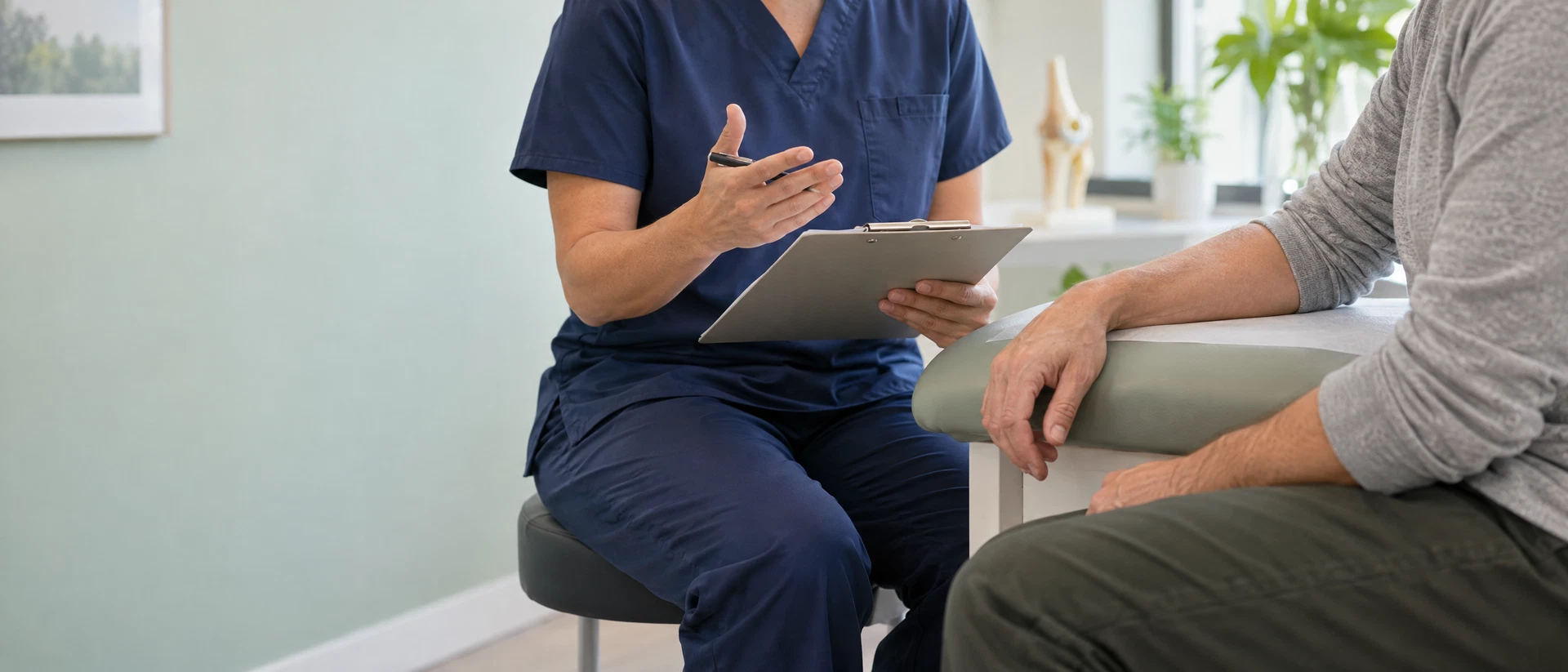 Illustrative physician-assistant care, not a portrait of the provider