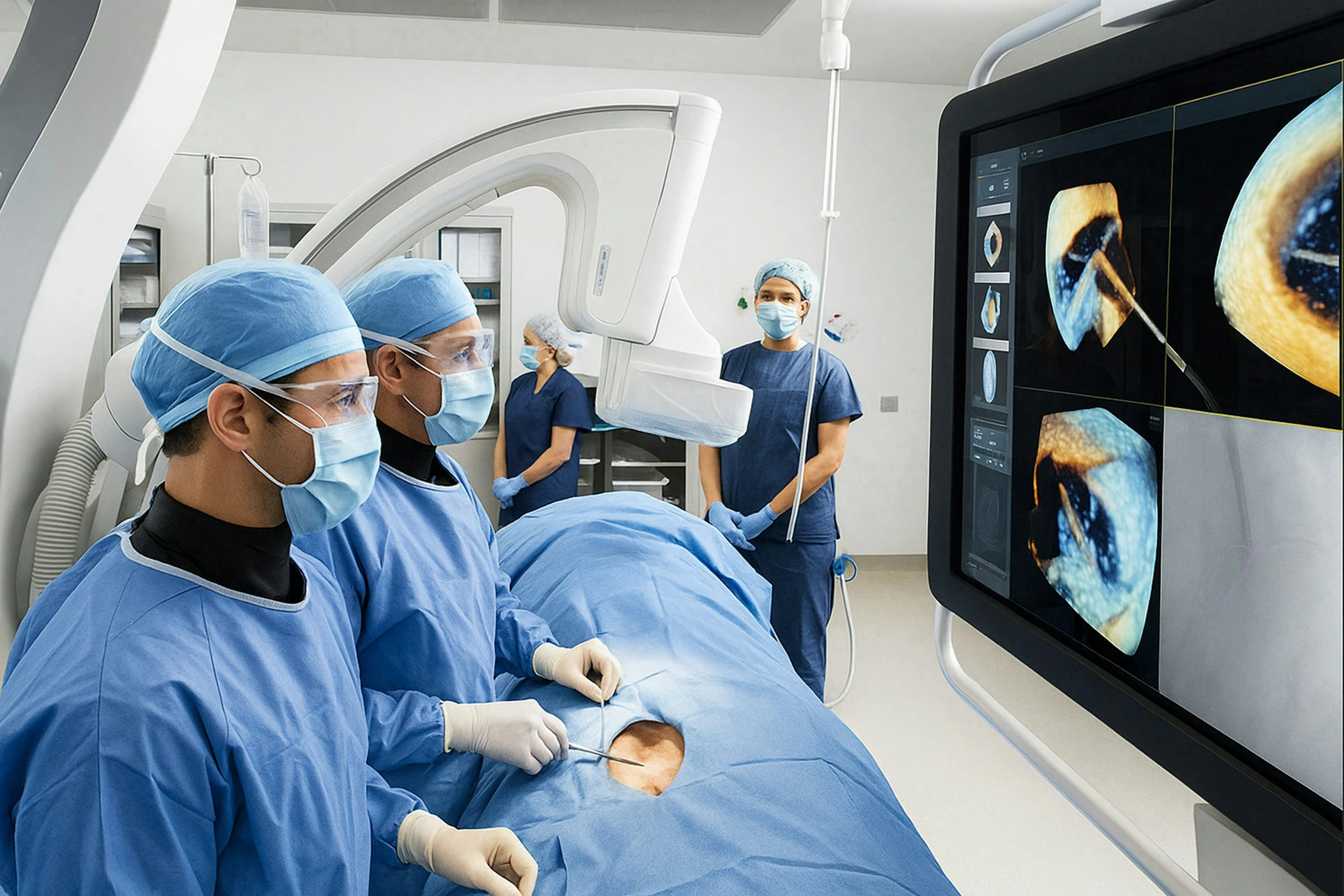 Surgical team using imaging during a procedure
